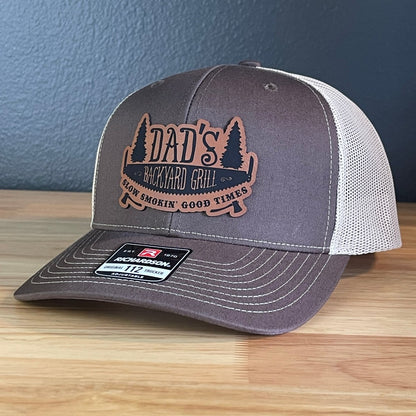 Dad's Backyard Grill BBQ Patch SnapBack Trucker Hat Brown Patch Hat