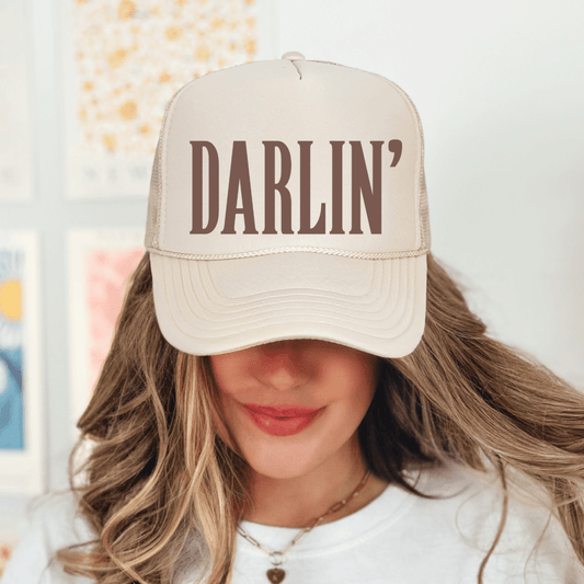 DARLIN' Classic Foam Trucker Hat Khaki Trucker Hat