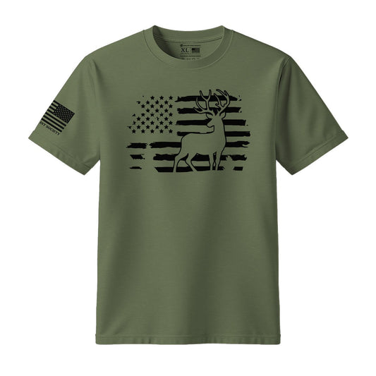 Deer Hunting American Flag T-Shirt - Hollow Point Society - T-Shirt