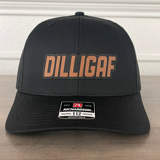 DILLIGAF Do I Look Like I Give A F Leather Patch Hat Black Patch Hat - VividEditions