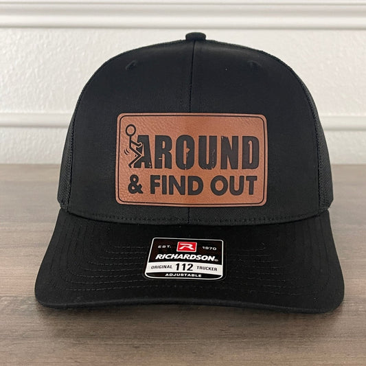 F Around And Find Out Leather Patch Hat Black Patch Hat - VividEditions