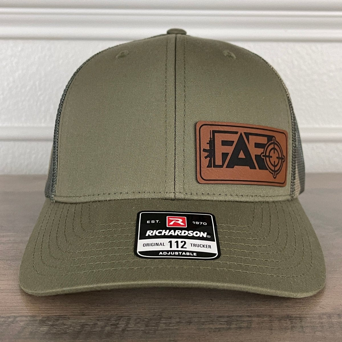 FAFO F Around And Find Out 2A 2nd Amendment Patriotic Leather Patch Hat Green/Camo Patch Hat - VividEditions