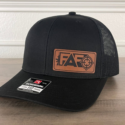 FAFO F Around And Find Out Side Leather Patch Hat Black Patch Hat - VividEditions