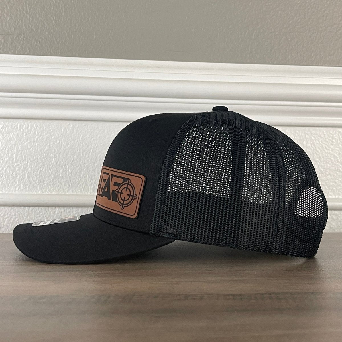 FAFO F Around And Find Out Side Leather Patch Hat Black Patch Hat - VividEditions