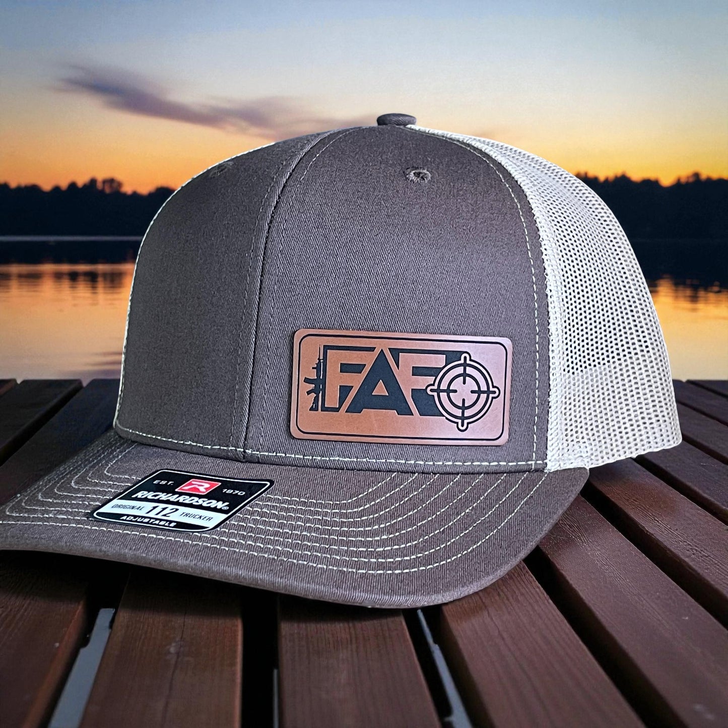 F Around And Find Out FAFO Flag Leather Patch Hat Brown
