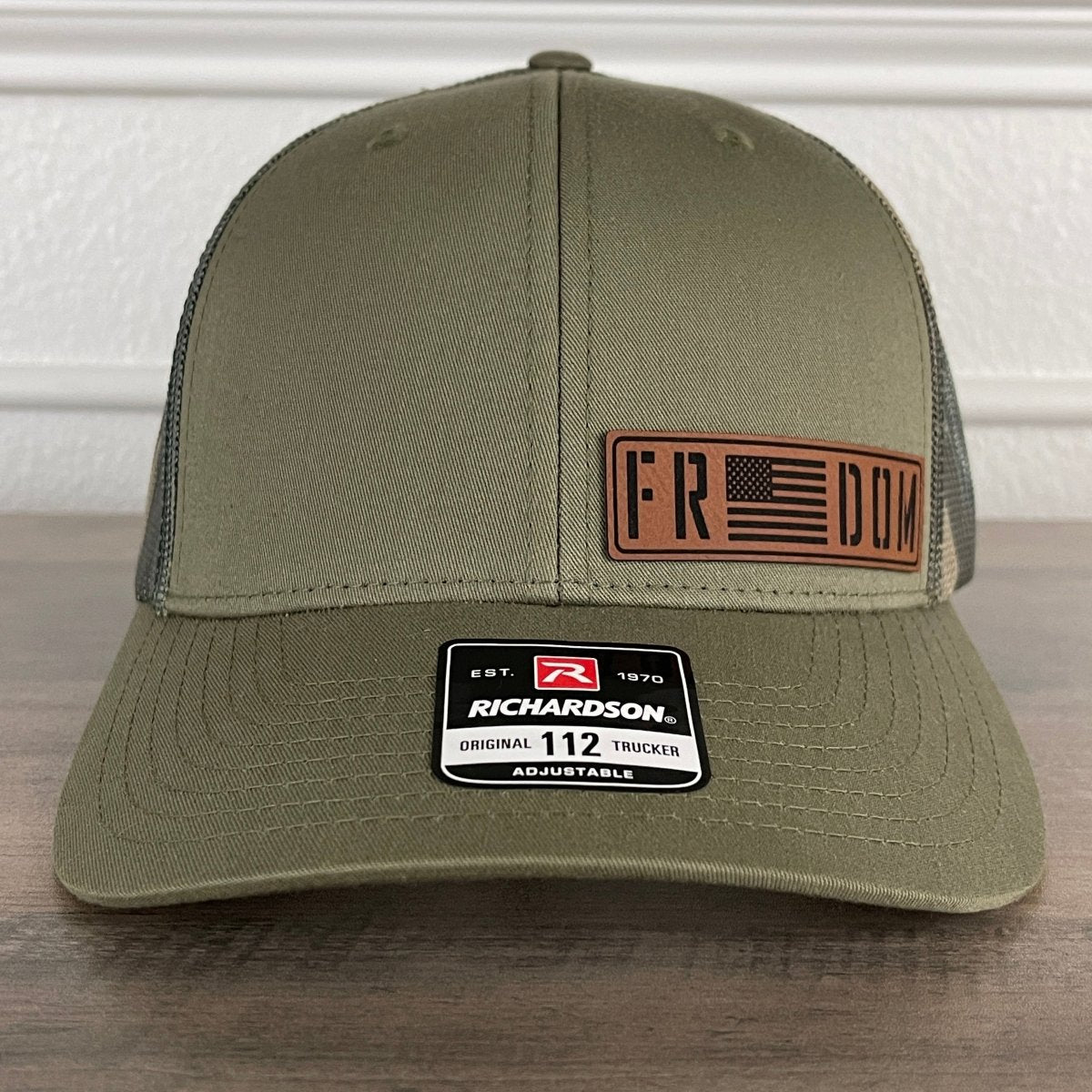 Freedom American Flag Patriotic Leather Patch Hat Green/Camo Patch Hat - VividEditions