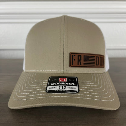 Freedom Flag Leather Patch Hat Khaki Patch Hat - VividEditions