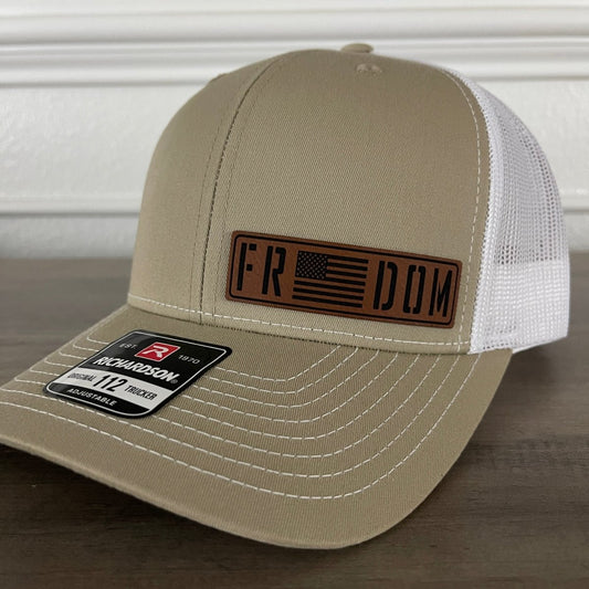 Freedom Flag Leather Patch Hat Khaki Patch Hat - VividEditions