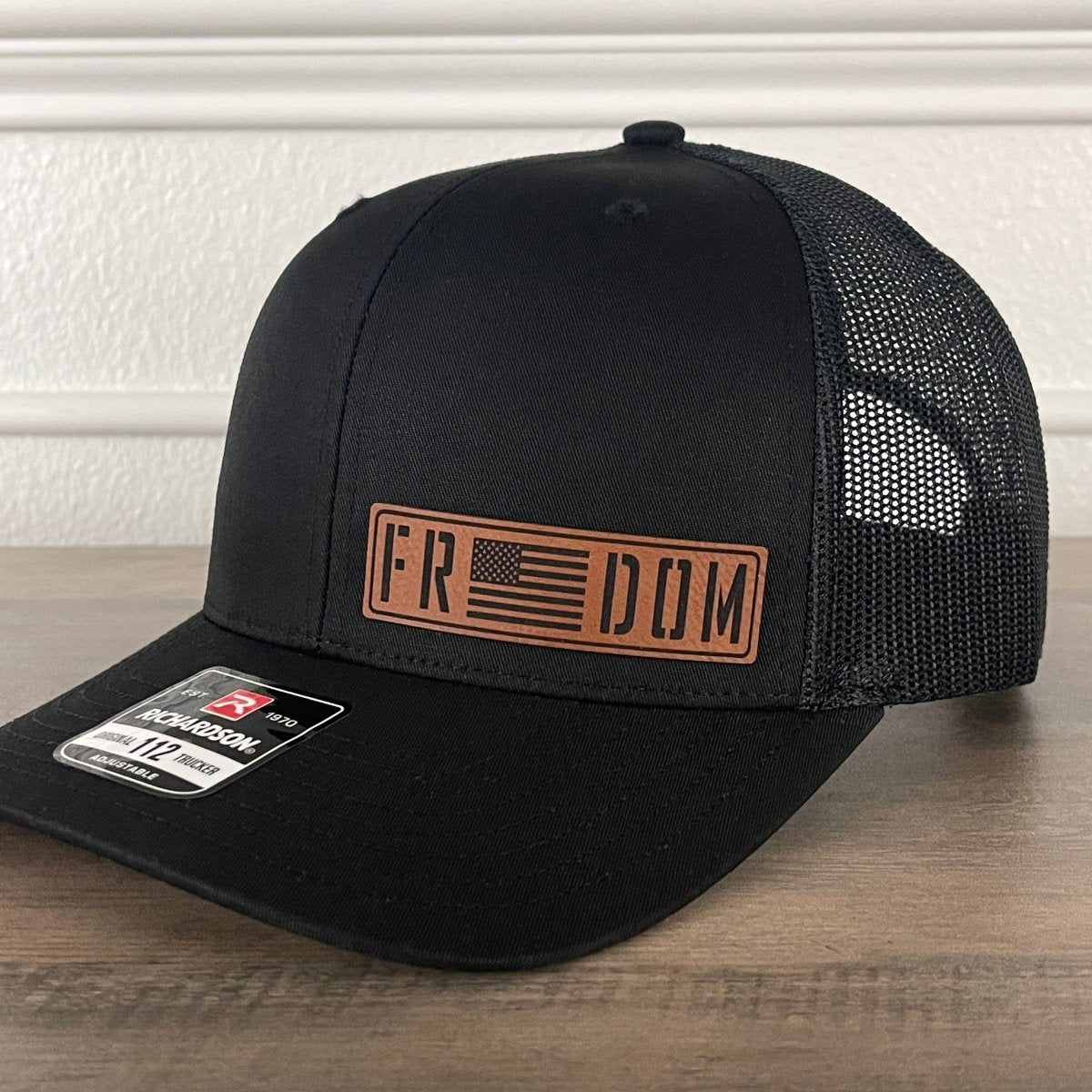 FREEDOM Flag Side Leather Patch Hat Black – VividEditions