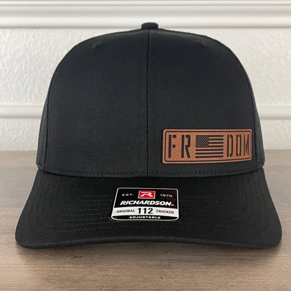 FREEDOM Flag Side Leather Patch Hat Black Patch Hat - VividEditions