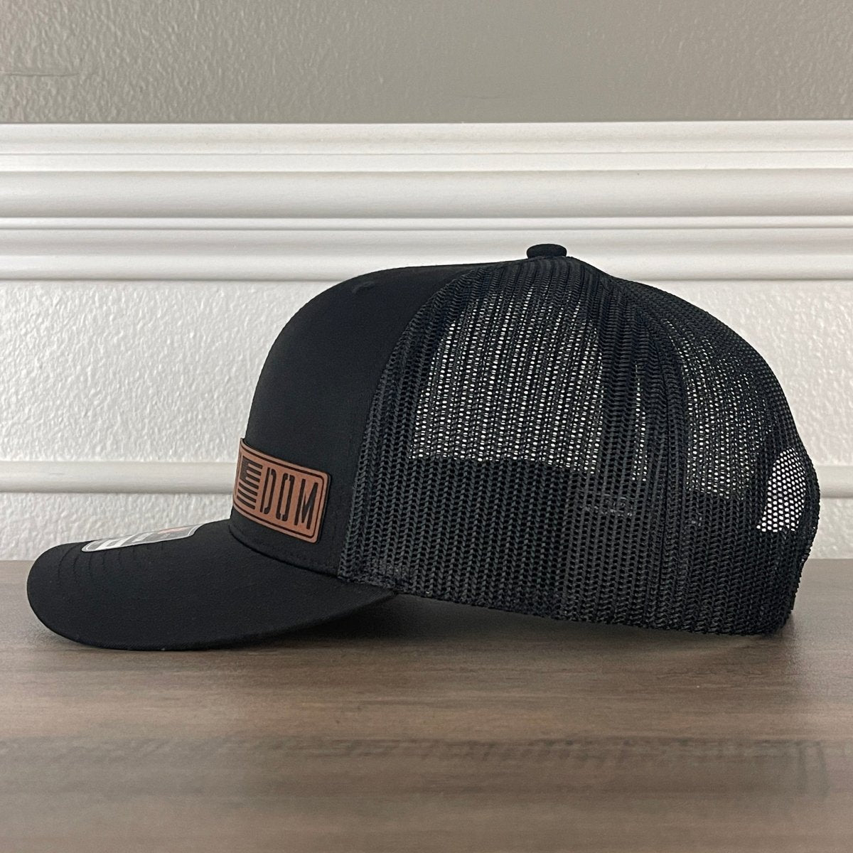FREEDOM Flag Side Leather Patch Hat Black Patch Hat - VividEditions