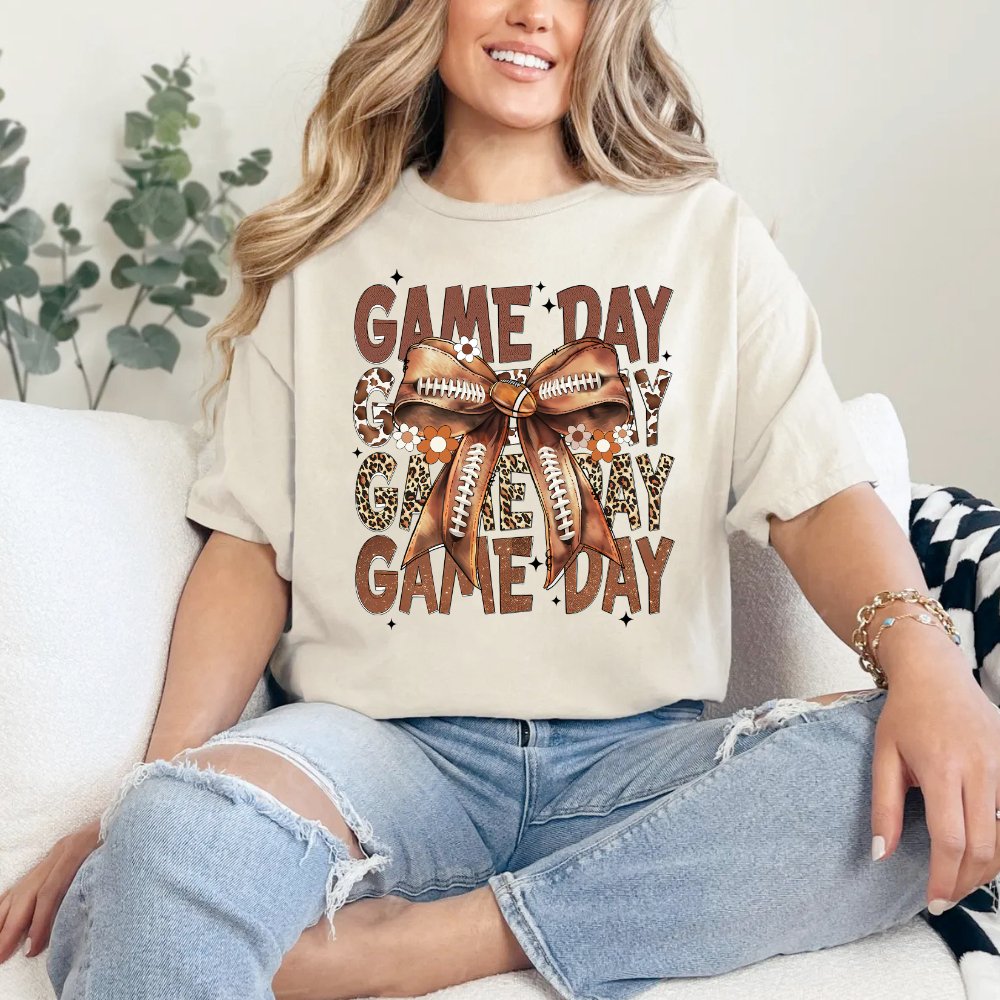 Game Day Football Shirt Coquette Bow Tee (4 colors) T-Shirt
