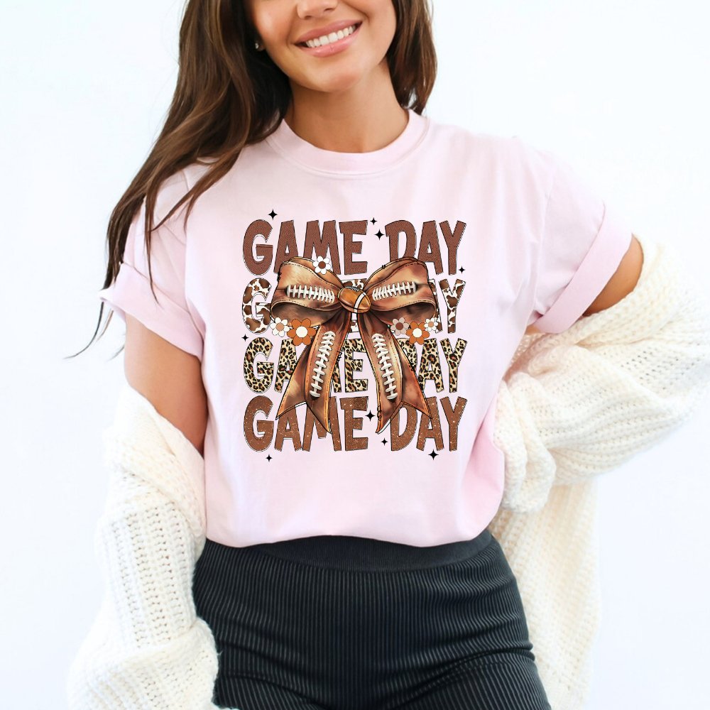 Game Day Football Shirt Coquette Bow Tee (4 colors) T-Shirt