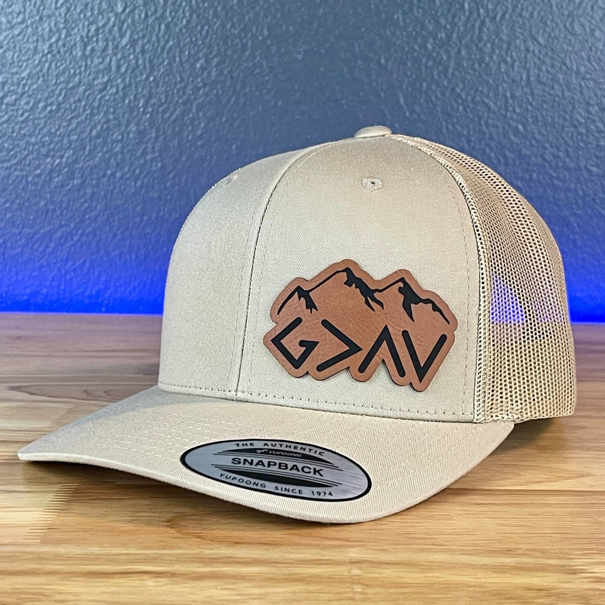 God Is Greater Than The Highs And Lows Christian SnapBack Leather Patch Hat Rawhide Side Outline Patch Hat