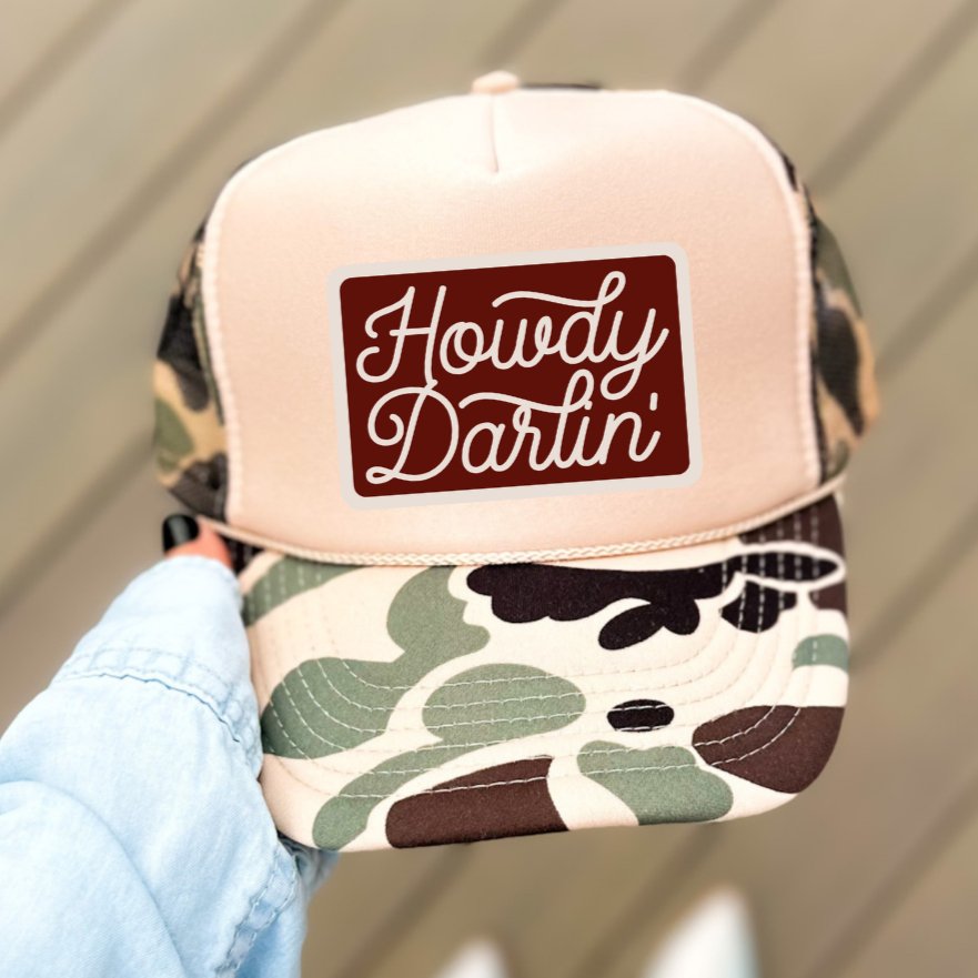Howdy Darlin' Classic Foam Trucker Hat Tan/Camo Trucker Hat