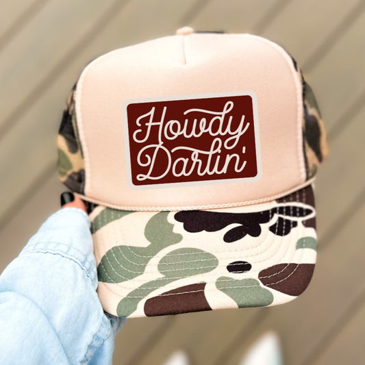 Howdy Darlin' Classic Foam Trucker Hat Tan/Camo Trucker Hat