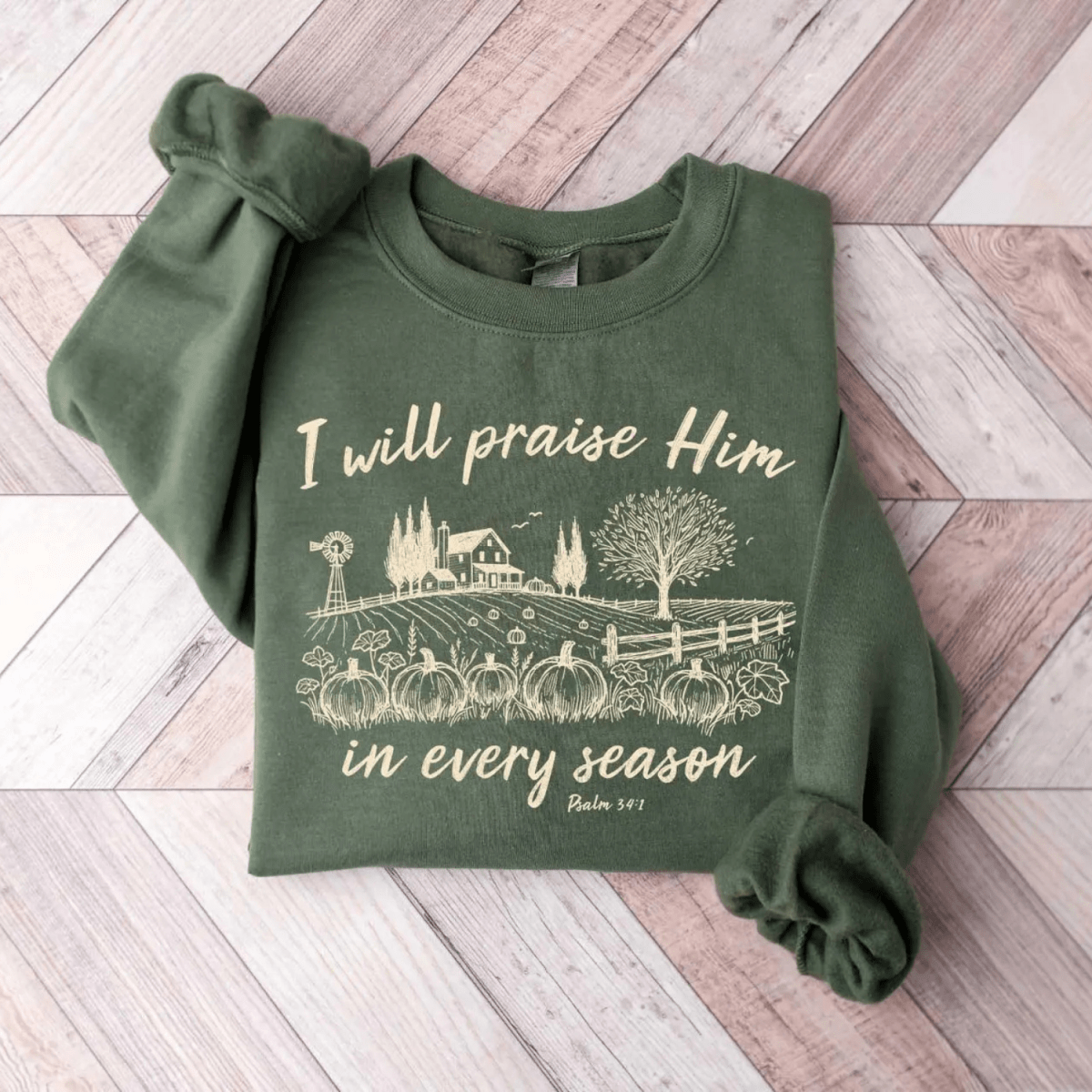 I Will Praise Him In Every Season Christian Faith Gildan Jesus Sweatshirt Sweater