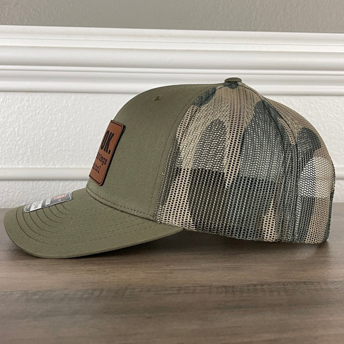 It's Ok I'm On 500mgs Of Fukitol Funny Leather Patch Hat Green/Camo Patch Hat - VividEditions