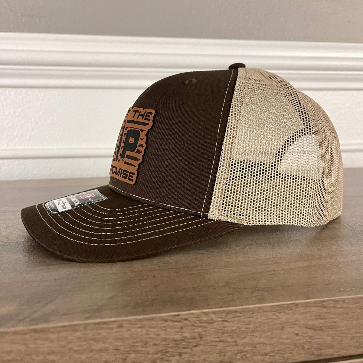 Just The Tip, I Promise 2A 2nd Amendment Trucker Leather Patch Hat Brown Patch Hat - VividEditions