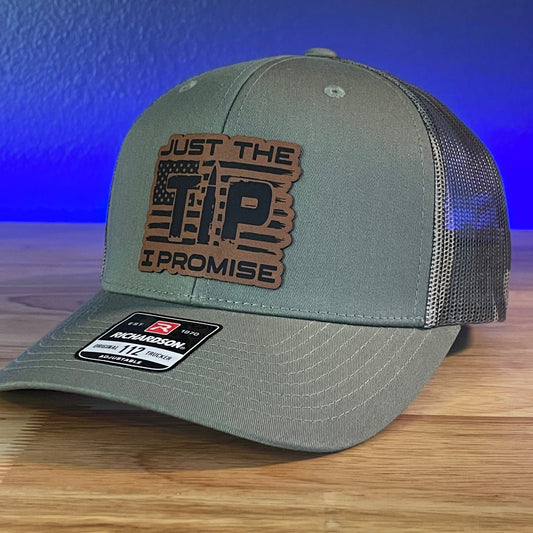 Just the TIP I Promise 2nd Amendment American Flag Patriotic 2A Leather Patch Hat Green/Camo Patch Hat - VividEditions
