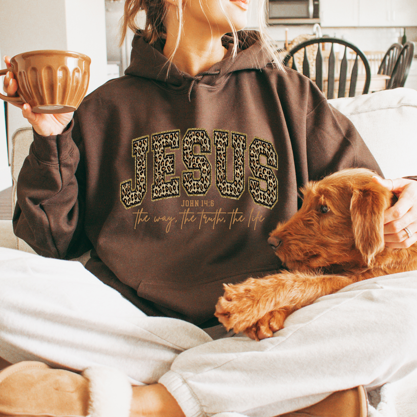 Jesus The Way The Truth The Life (John 14:6) Leopard Sweater Women's Christian Hooded Sweatshirt