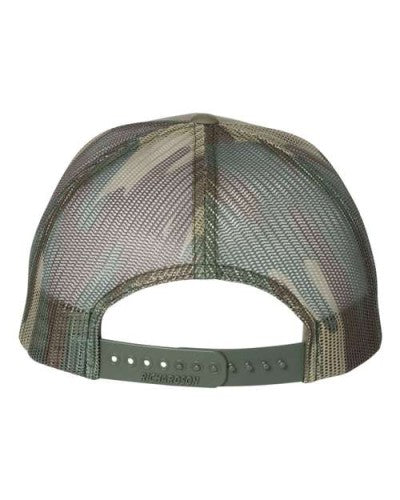 Black MAGA American Flag Patriotic Leather Patch SnapBack Trucker Hat Green/Camo