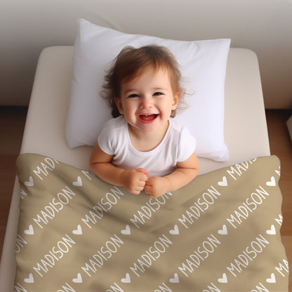Personalized SnugglePlush™ Fleece Name Blanket - Handwritten Heart Font