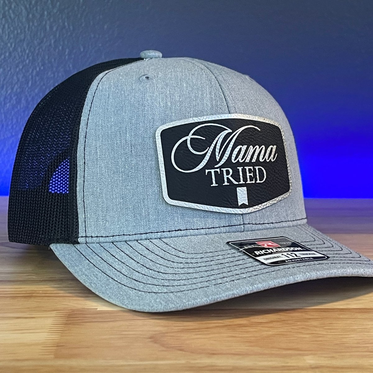 MAMA TRIED Funny Leather Patch Hat Black/Silver Patch Hat