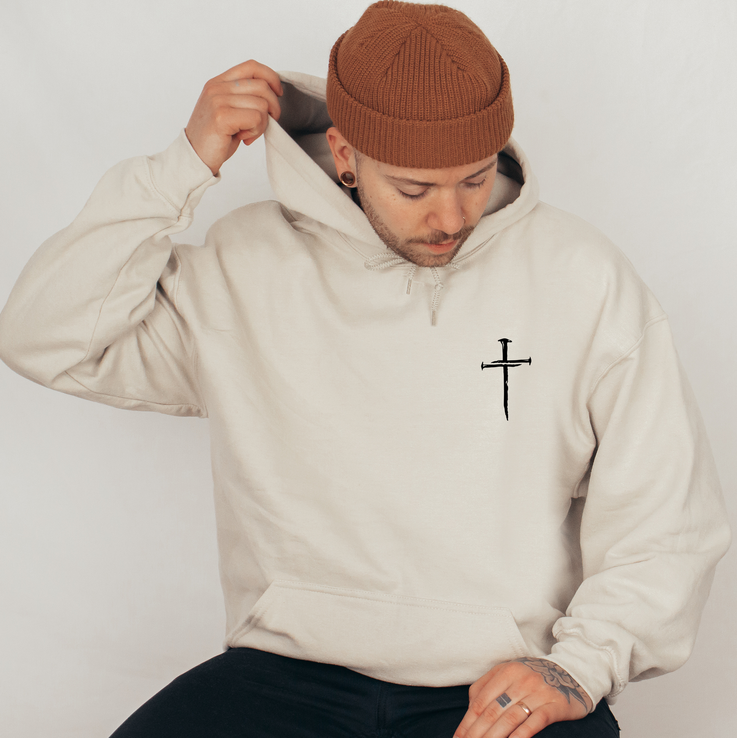 Three Nail Cross Sweater Men's Christian Hooded Sweatshirt