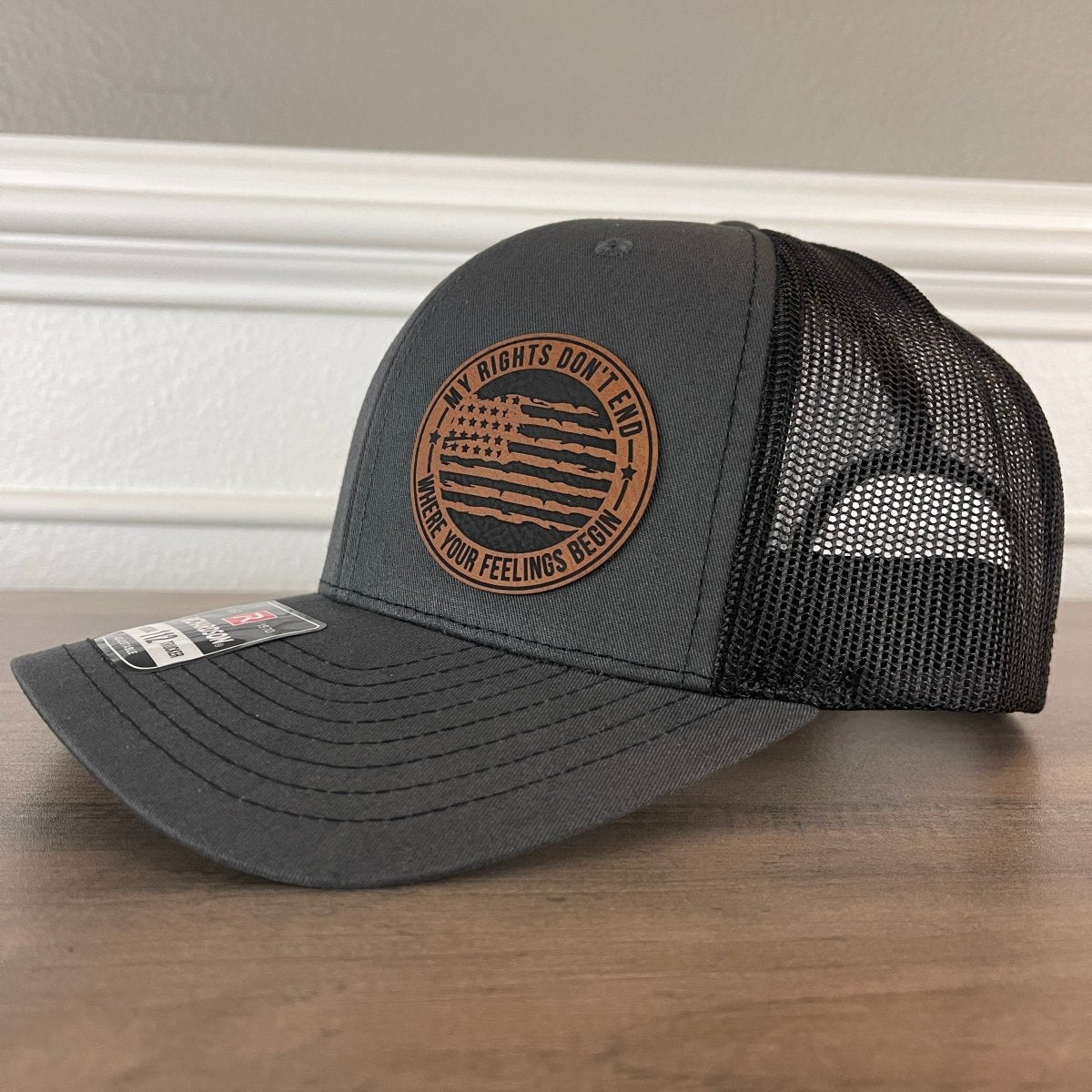 My Rights Don't End Where Your Feelings Begin Leather Patch Hat Charcoal Patch Hat - VividEditions