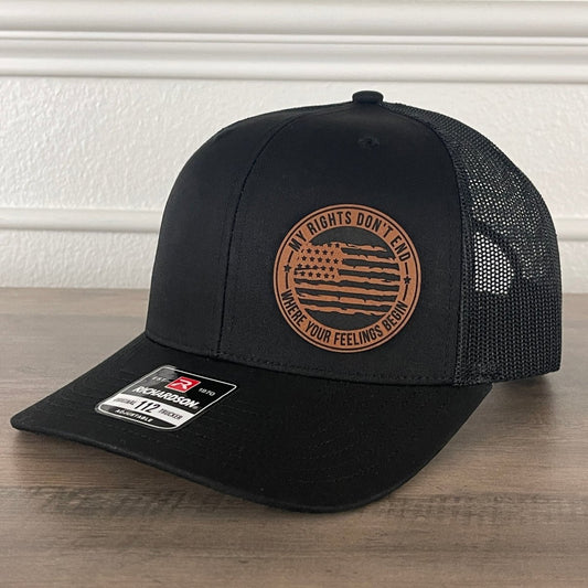 My Rights Don't End Where Your Feelings Begin Side Leather Patch Hat Black Patch Hat - VividEditions