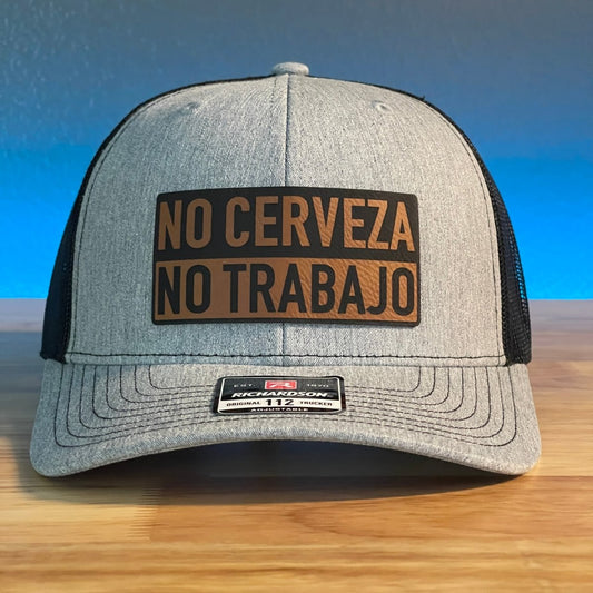 NO CERVEZA NO TRABAJO Funny Leather Patch Hat Patch Hat - VividEditions