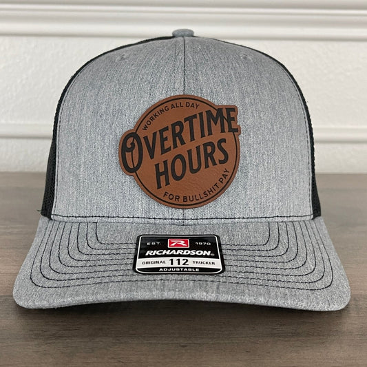 Overtime Hours for BS Pay Leather Patch Hat Patch Hat - VividEditions
