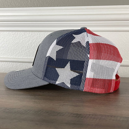 Overworked And Underlaid Funny Leather Patch Hat Stars & Stripes Patch Hat - VividEditions