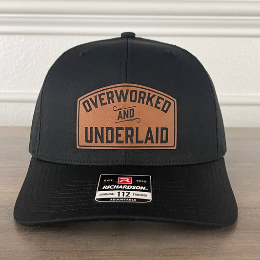 Overworked And Underlaid Leather Patch Hat Black Patch Hat - VividEditions