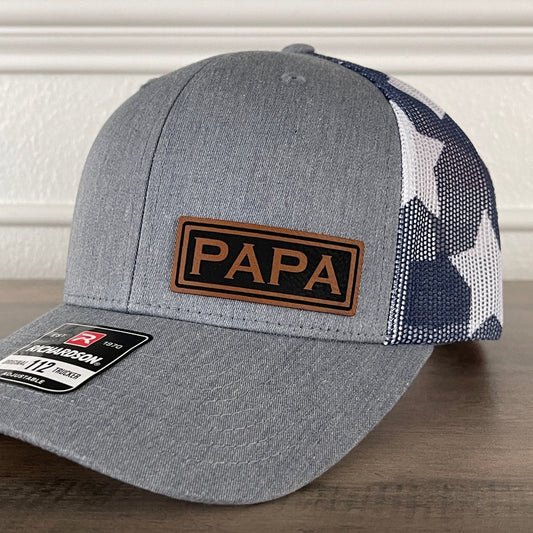 PAPA Side Leather Patch Hat Stars & Stripes Patch Hat - VividEditions