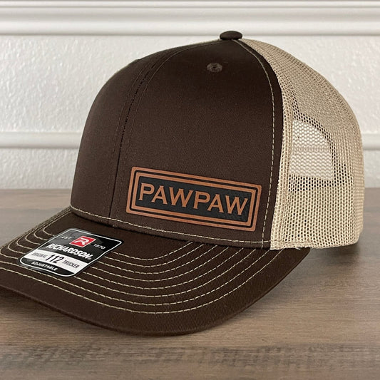 PAWPAW Side Leather Patch Hat Brown Patch Hat - VividEditions