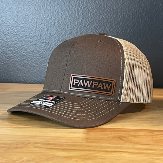 PAWPAW Side Leather Patch Hat Brown Patch Hat