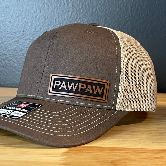 PAWPAW Side Leather Patch Hat Brown Patch Hat