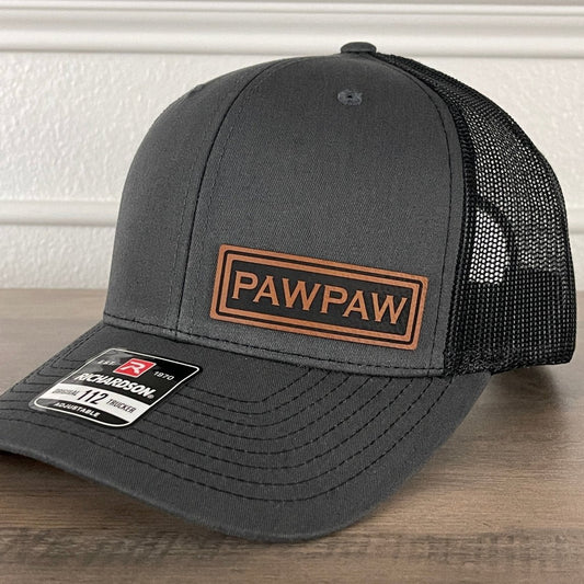 PAWPAW Side Leather Patch Hat Charcoal/Black Patch Hat - VividEditions