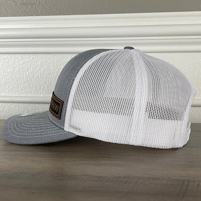 PAWPAW Side Leather Patch Hat Grey/White Patch Hat - VividEditions