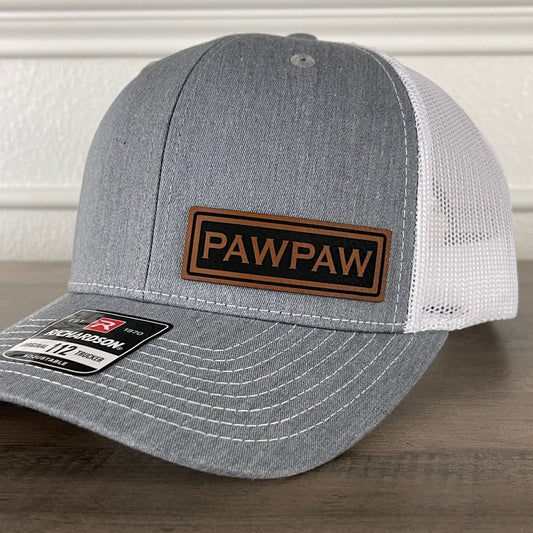 PAWPAW Side Leather Patch Hat Grey/White Patch Hat - VividEditions
