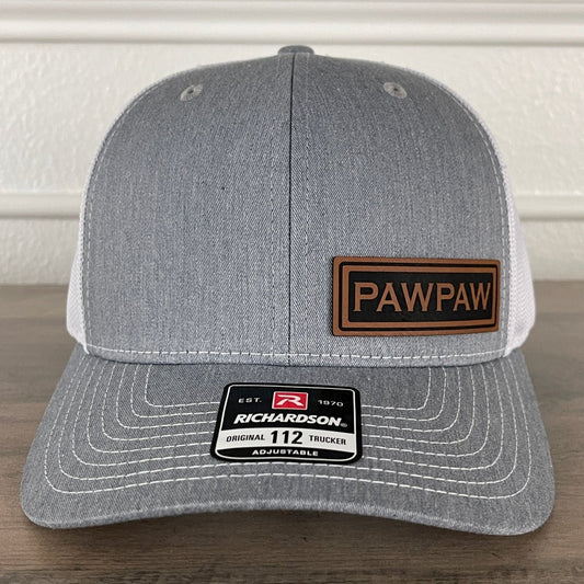 PAWPAW Side Leather Patch Hat Grey/White Patch Hat - VividEditions