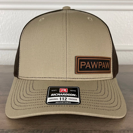 PAWPAW Side Leather Patch Hat Khaki/Brown Patch Hat - VividEditions