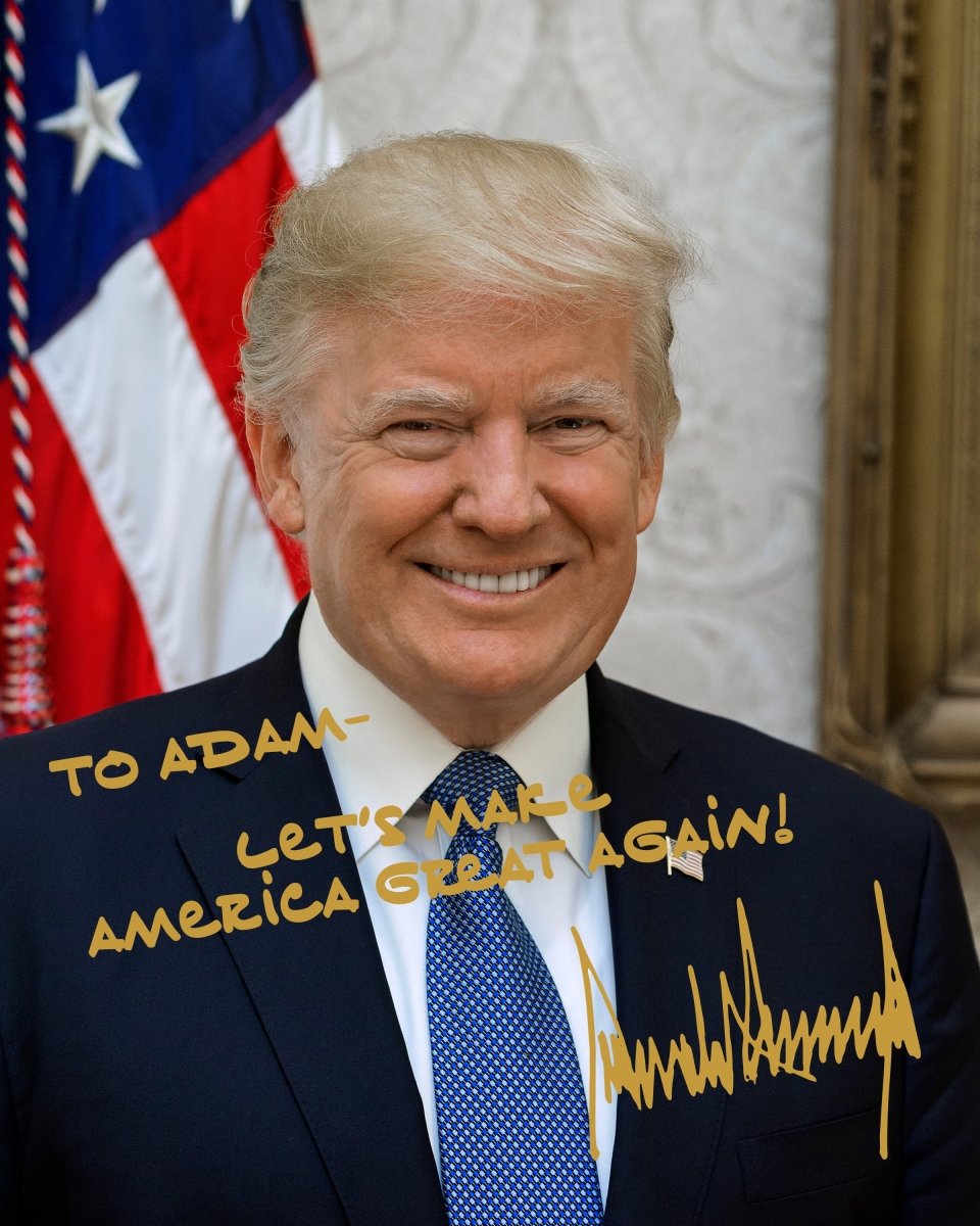 Personalized President Donald J. Trump Autographed Portrait Photo with Custom Message