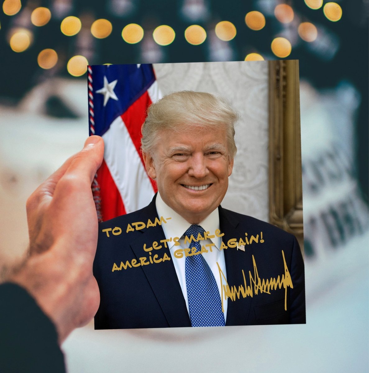 Personalized President Donald J. Trump Autographed Photo with Custom M ...