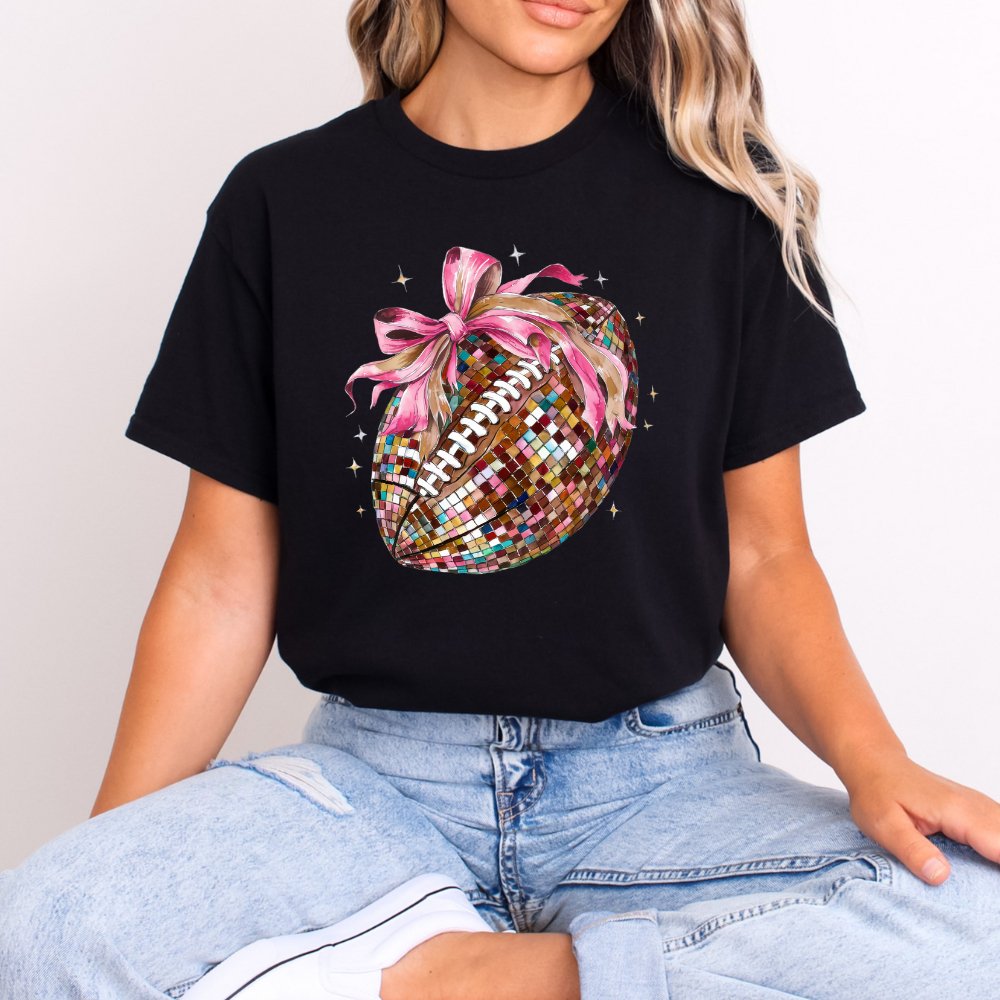 Pink Bow Football Shirt Coquette Tee (4 colors) T-Shirt