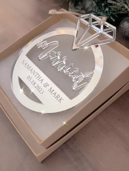 First Christmas Married Personalized Ring Ornament