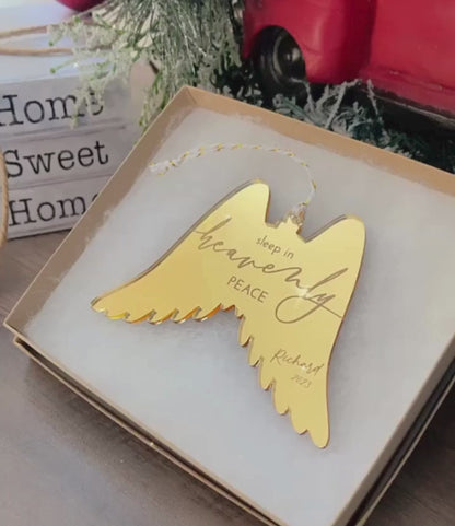 Personalized Heavenly Christmas Angel Wings Remembrance Ornament