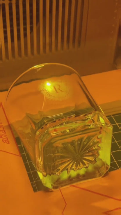 Personalized Etched Whiskey Decanter Set with 4 Rocks Glasses